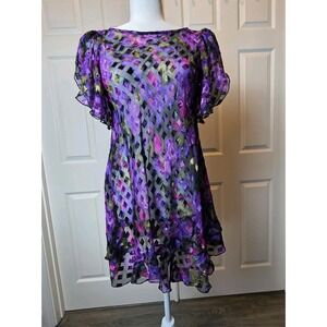 Vintage Captiva Sheer Burnout Mini Dress Whimsigoth Dark Fairy Y2K Top Witchy 12